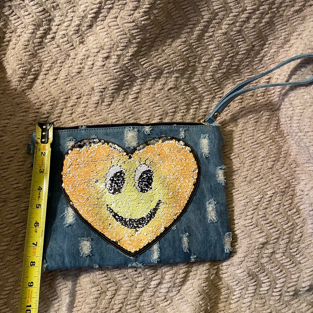 Blue and Yellow Heart Clutch with Cheerful Design